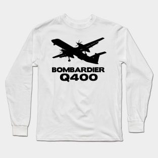 Bombardier Q400 Silhouette Print (Black) Long Sleeve T-Shirt